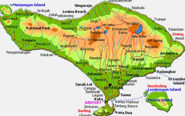 Map bali, Карта бали, Остров бали