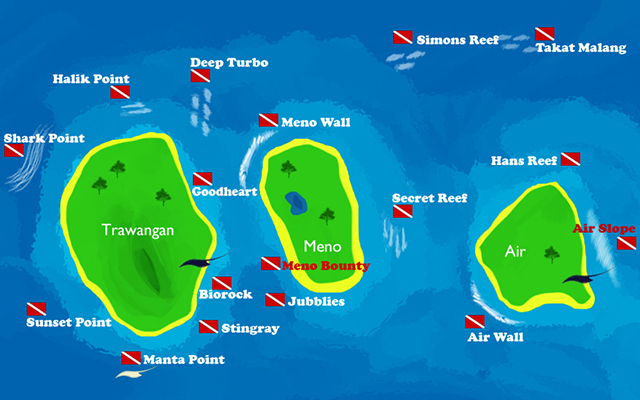 Gili trawangan, gili meno, gili air